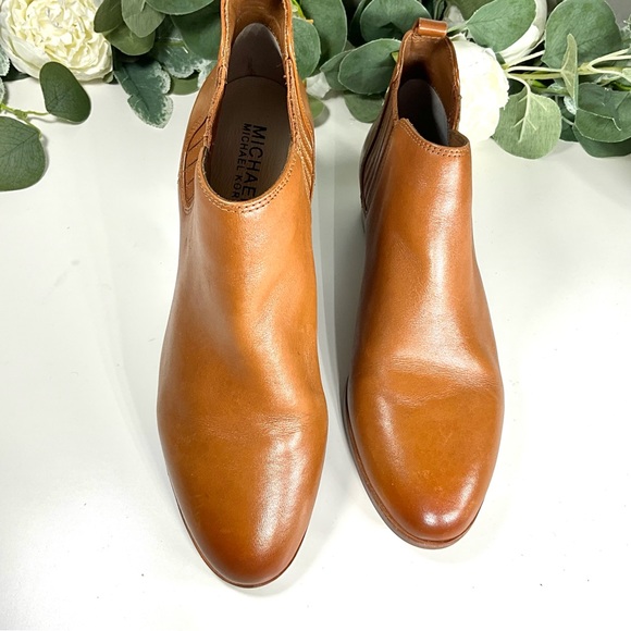 MICHAEL KORS Leather Ankle Bootie Caramel/Brown Boots 6 - Picture 2 of 9